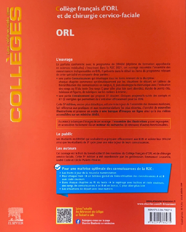 Collège ORL 5ème édition verso