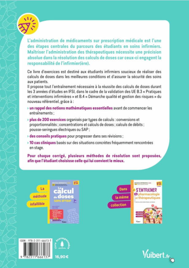 S'entrainer aux calculs de doses 4ème de couverture