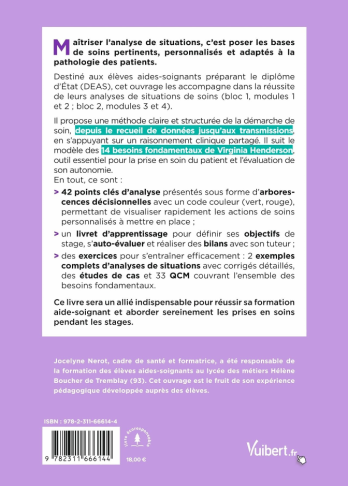 L'analyse de situations de l'aide-soignant - la méthodologie 4ème de couverture