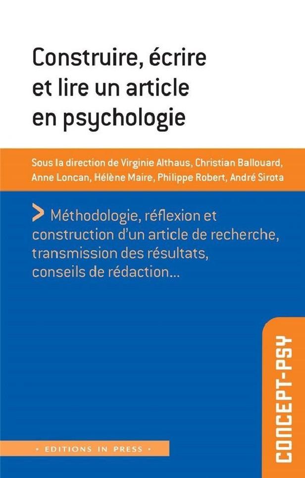 CONSTRUIRE, ECRIRE ET LIRE UN ARTICLE EN PSYCHOLOGIE