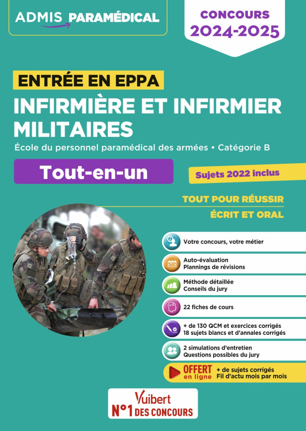 INFIRMIERE ET INFIRMIER MILITAIRES - CONCOURS ENTREE EN EPPA - CONCOURS 2024-2025 - ANNALES 2022 INC