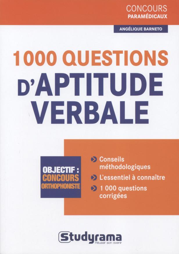1000 QUESTIONS D'APTITUDE VERBALE