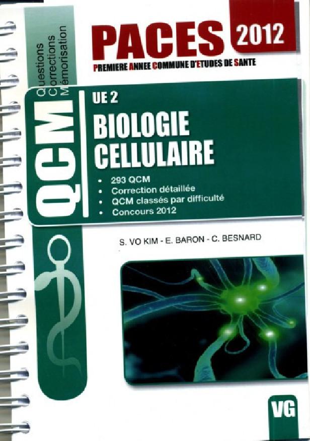 QCM PACES UE2 BIOLOGIE CELLULAIRE 2012