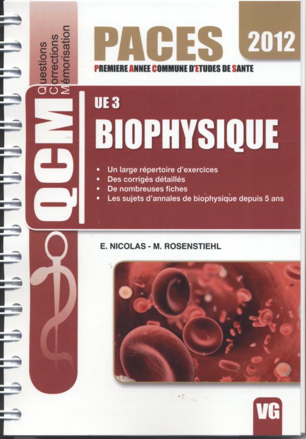 QCM UE3 BIOPHYSIQUE