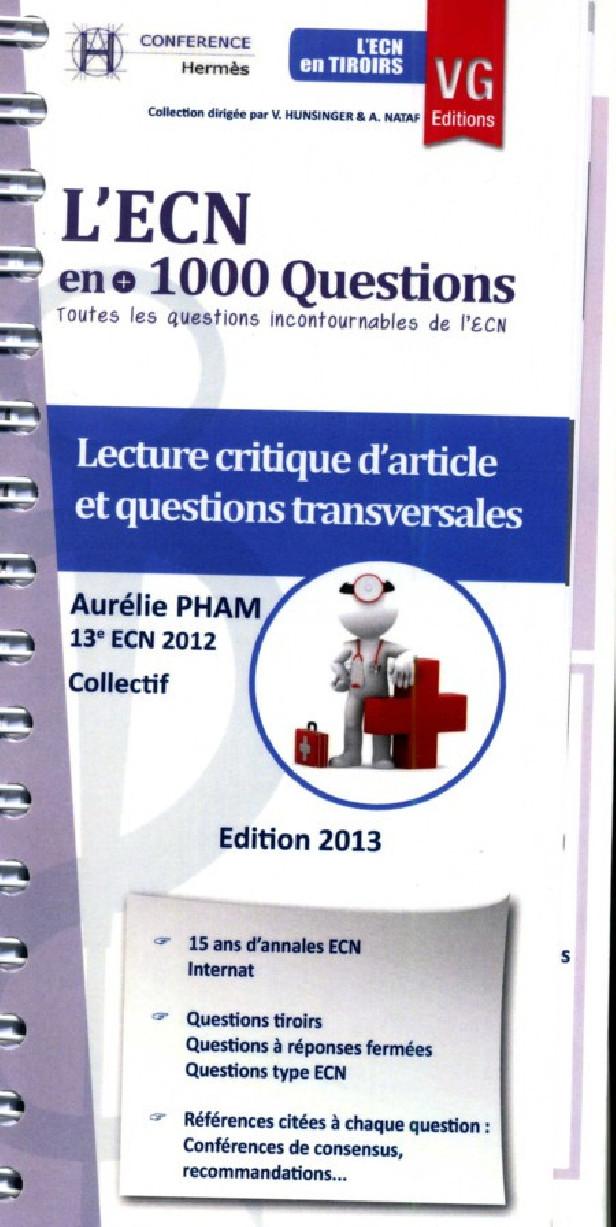 L'ECN EN + 1000 QUESTIONS LECTURE CRITIQUE ARTICLE